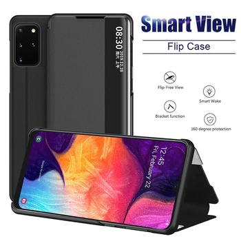 Smart View Flip Case For Samsung Galaxy A51 A71 A50 A70 Pastaba 10 9 8 S21 Plius S20 FE S10 Lite S8 S9 S7 Krašto J4 Plius A6 2018 Dangtis