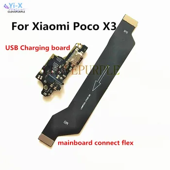 1pcs USB Įkrovimo Valdybos Donnect Prisijungti Flex Mainboard prisijungti Flex Kabelis Xiaomi Poco X3 NFC Pasaulio Versija Pakeitimo Dalis