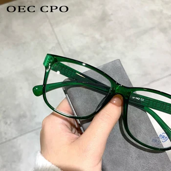 OEC CPO Vintage Juodas Kvadratas Akinių Rėmeliai Moterų Optinis Mados Akiniai Rėmeliai Retro Aišku, Objektyvas, Plastiko Akinius O889