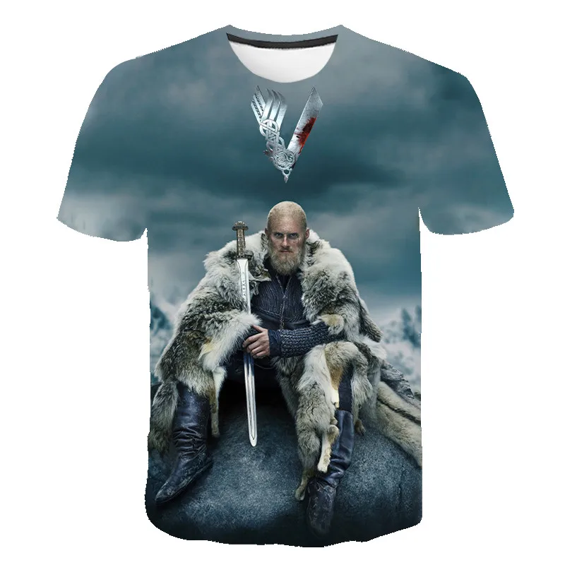 TV Serialas Vikingai 3D Print T-shirt Vasarą Vyrams, Moterims, Ragnar Lothbrok trumpomis Rankovėmis T Marškinėliai, Unisex Viršūnes Mados Atsitiktinis Tees 0