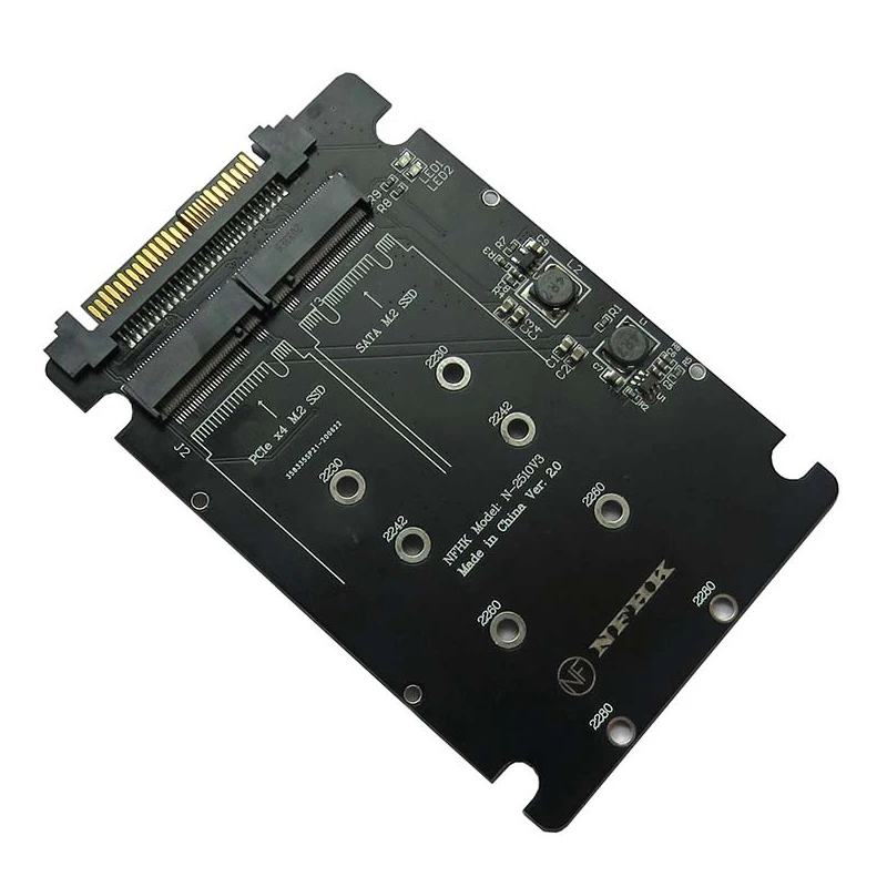 NVME Adapteris Stove M. 2 SSD U. 2 Adapteris 2in1 M. 2 NVMe + M. 2 SATA NGFF SSD su PCI-e U. 2 SFF-8639 Adapter PCIe M2 Konverteris Kortelės 0