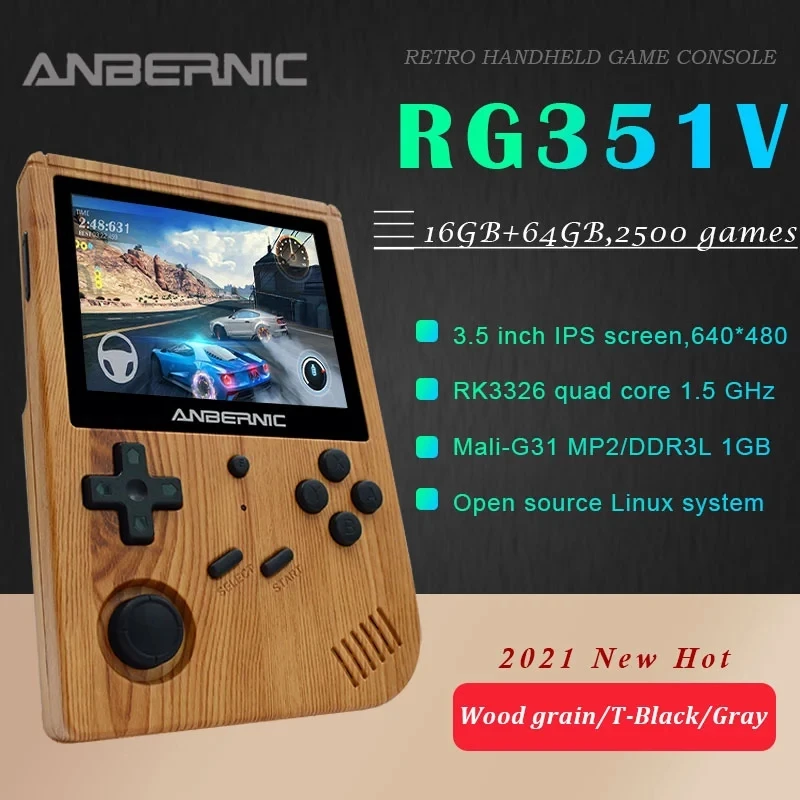 ANBERNIC Naujas RG351V Šviesą grąžinantys Žaidimai Built-in 16G RK3326 Atviro kodo 3.5 COLIŲ 640*480 delninis žaidimų konsolės Emuliatorius Skirtas PS1 vaikas Dovana 0