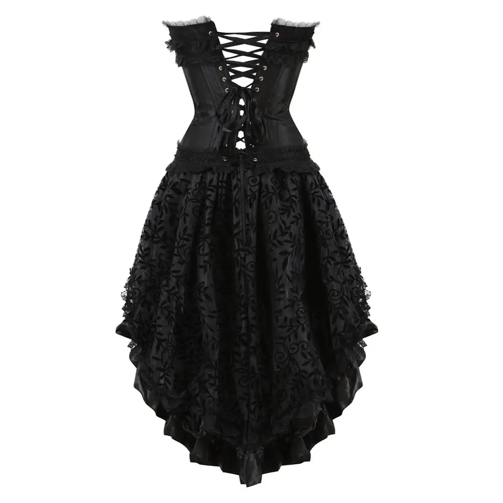 Gotikos Korsetas, Sijonas Moterims Corselet Steampunk Nėrinių Apdaila Zip Bustier Suknelė Satin Plus Size Karnavalas Šalies Klubas Naktį Kostiumai 0