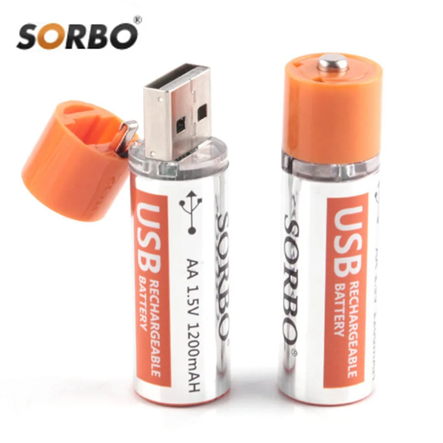 4pcs USB Įkraunama Baterija, Originalus Sorbo AA 1,5 V 1200mAh Greitas Įkrovimas Li-po Baterija Baterijos Bateria RoHS, CE Kokybės AA 0