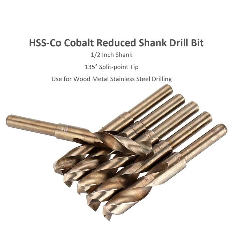 M35 HSS-Co-Kobaltas Pramoninės Klasės Twist Drill Bit 13.5-30mm 1/2 Colių Sumažinti Kotu Gręžimo karūnos Metalo, Nerūdijančio Plieno Gręžimo 0