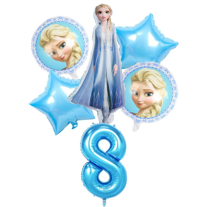 6Pcs Disney Užšaldyti Princesė Elsa Folija Balionai Numeris 1 2 3 5 6 Gimtadienio Apdailos Mergina Foavr Vaikams Dovanų Šalies Prekių 0