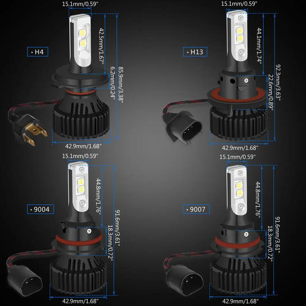 2*xhp50 led lemputės 12V H4 80W H1 H7, H8, H11 9006/HB4 9005/HB3 9007 H13 9008 LED Žibintų Auto rūko Žibintai W/ strong Canbus Vairuotojas 0