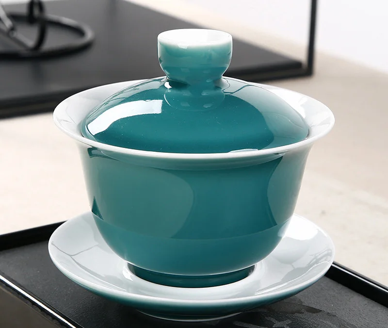 Indigo glazūra porceliano Arbatos Tureen taurės,Kinijos Raudonas viršelis dubenėlį porceliano puodą nustatyti kelionės Graži virdulys arbatos rinkinys gaiwan 180ml 0