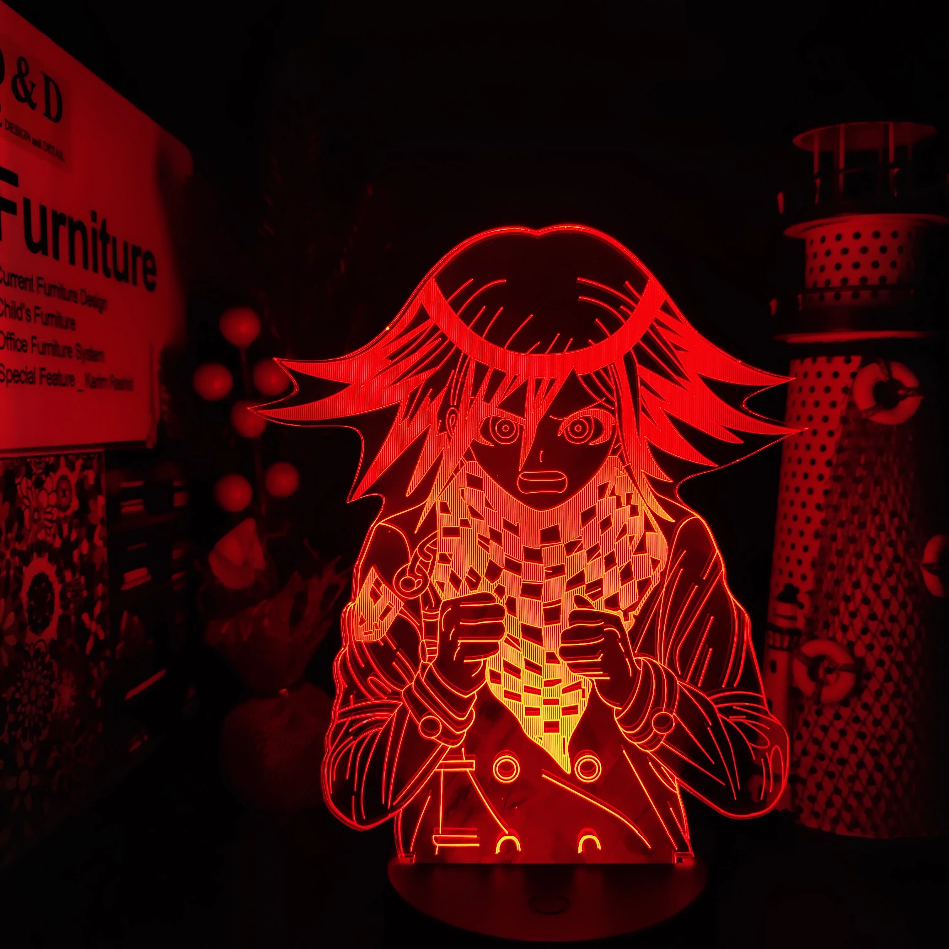 Danganronpa KOKICHI OMA 3D Iliuzija Led Anime Šviesos Lempos Spalva Keičiasi pagrindiniai kištukiniai naktinių lempų lizdai Lampara Kalėdų Dovana 0