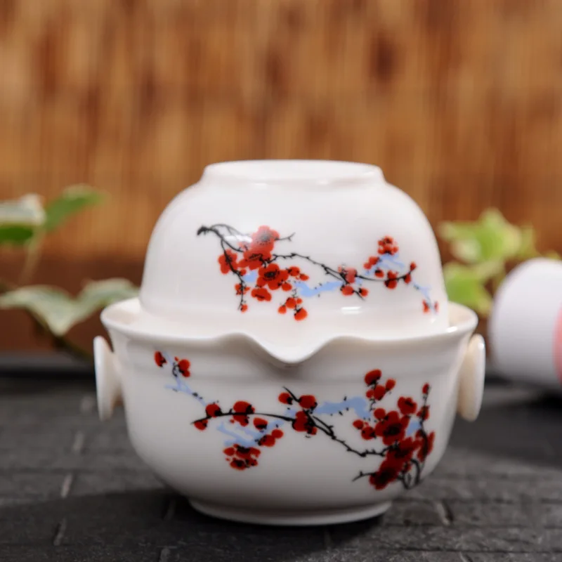 Kinija geras produktas, kuaikebei Kung Fu Arbatos rinkinys Apima 1 Pot 1 Puodelis, Aukštos kokybės elegantiškas gaiwan,Gražus ir lengvai virdulys arbatinukas 0