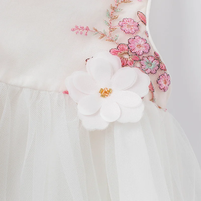DB16924 dave bella vasaros baby girl ' s cute gėlių siuvinėjimo tinklelio suknelė vaikų mados šalis suknelė vaikams kūdikiams lolita drabužiai 0