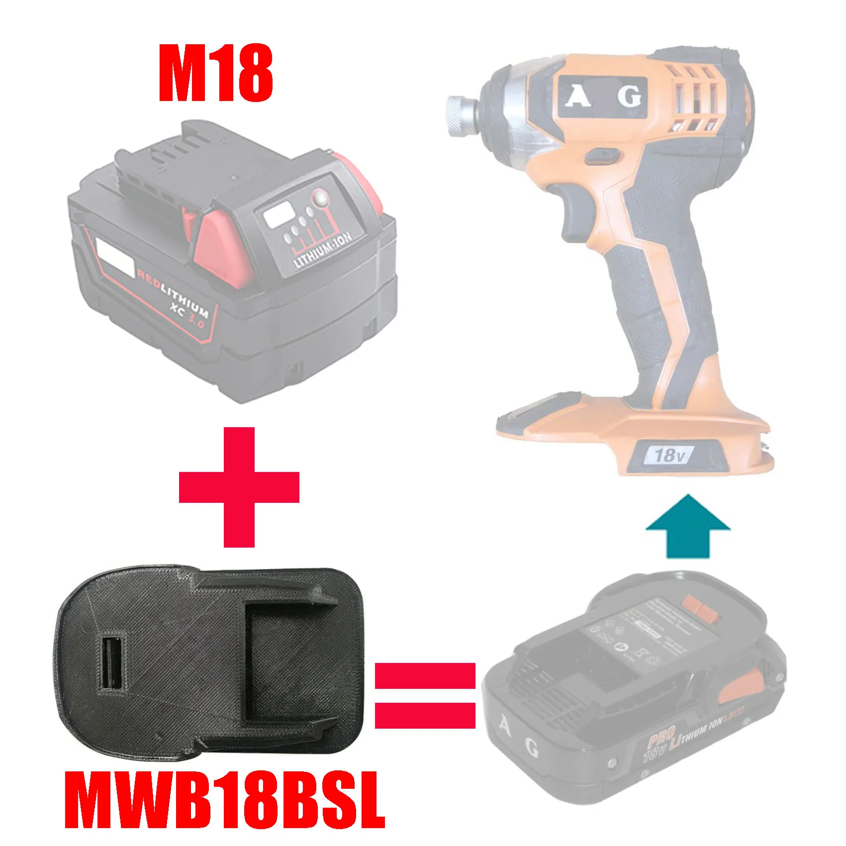 MWB18ARL Elektros Įrankis Adapteris Keitiklis naudoti Milwaukee 18V Li-ion Baterijos M18 apie AEG RIDGID Ličio Mašina 0
