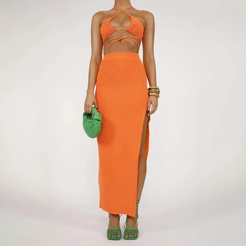 Apynasrio Tvarstis Bodycon Moterų Vasaros Suknelė Elegantiškas Suknelės Klubo Apranga Moterims Iškirpti Backless Stora Seksualus Oranžinė Suknelė Rinkiniai 0