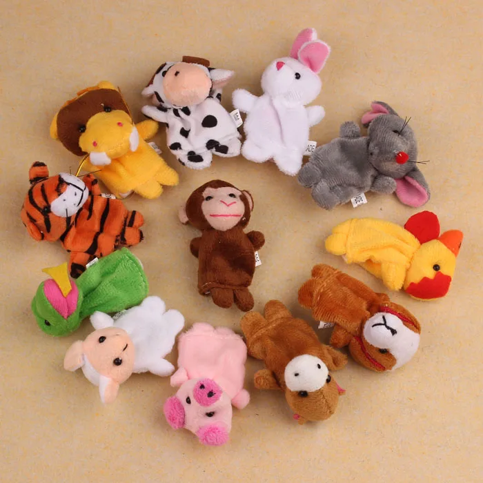 12pcs Kalėdų, Gimtadienio Dovana, Mielas Animacinių filmų Biologinių Gyvūnų Piršto Lėlių Pliušiniai Žaislai Vaiką Kūdikio Naudai Lėlės, Žaislai Vaikams 0