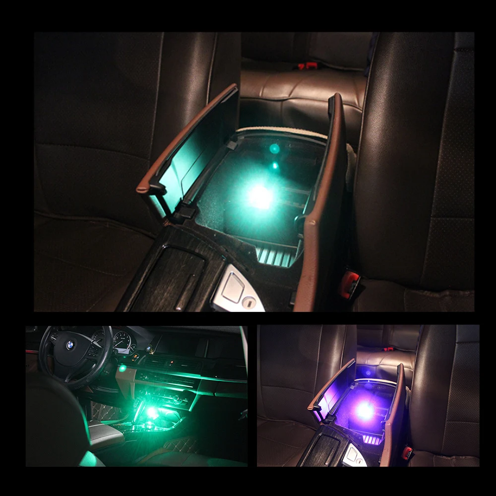 Mini Automobilių LED Šviesos Atmosfera Balso ir Touch Kontrolės RGB Dekoratyvinės Lempos USB Magija Etapo Poveikį Šviesos Žiebtuvėlis 0