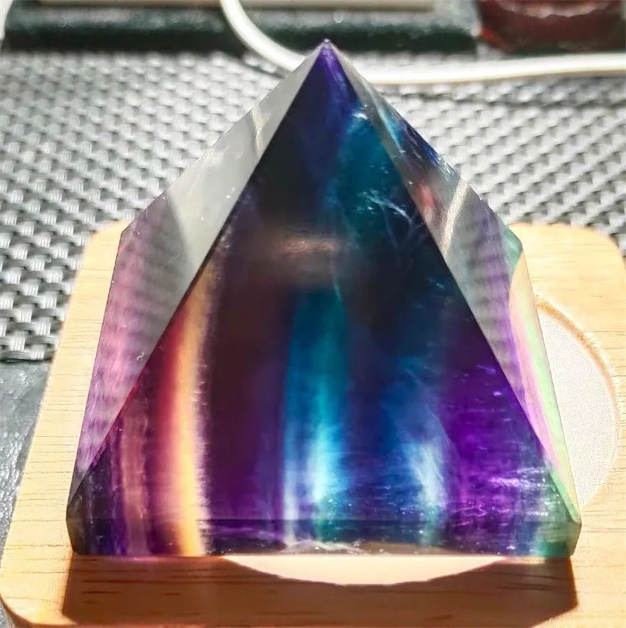 Gamtos Rainbow Crystal Egipto Piramidės Fluorito Taško Gijimo Meditacija Energijos Akmuo Ametistas 0