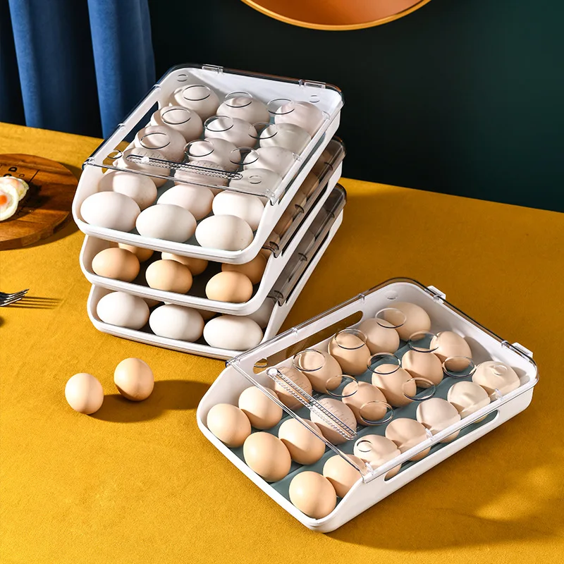 Naujas Automatinis Pasipriešinimo Kiaušinių Dėžutės Virtuvės Elementų Šaldytuvo Laikymas Organizatorius Namų Skaidrus Stalčius Atlenkiamas Erdvė Užsklandos 0