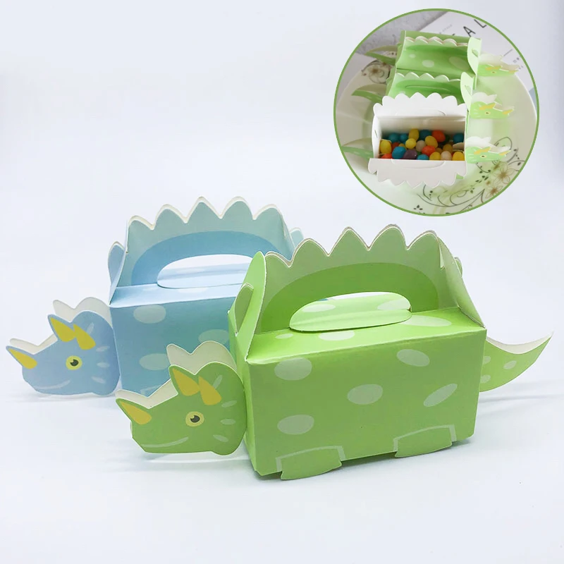 10vnt Dinozaurų Šalis Slapukas Langelį Baby Shower Saldainių Dėžutė Gydyti Vaikų Gimtadienio Popieriaus Dėžės Dovanų Pakavimo Grupė Tiekia Cake Box 0