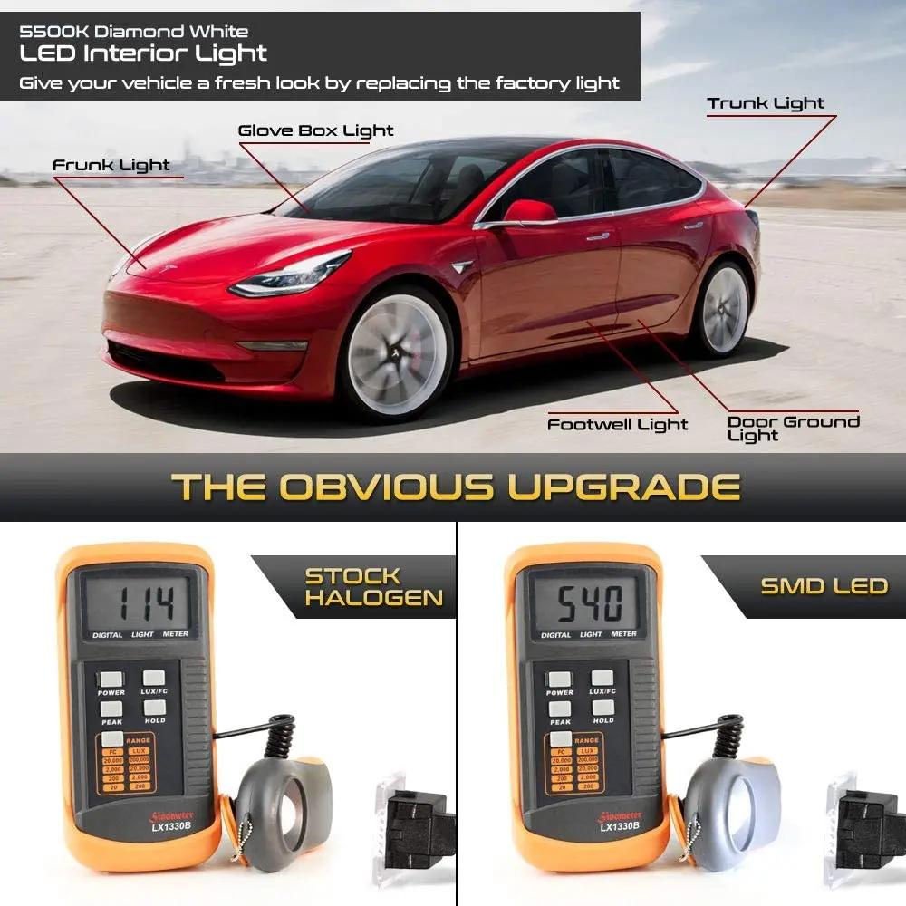 Už Tesla Model 3 S X LED Durų Lemputė bagažo skyriaus Kojoms Interjero Itin Ryškus Automobilis Patalpų Apšvietimas Atmosfera Lempos Balos Luces 0