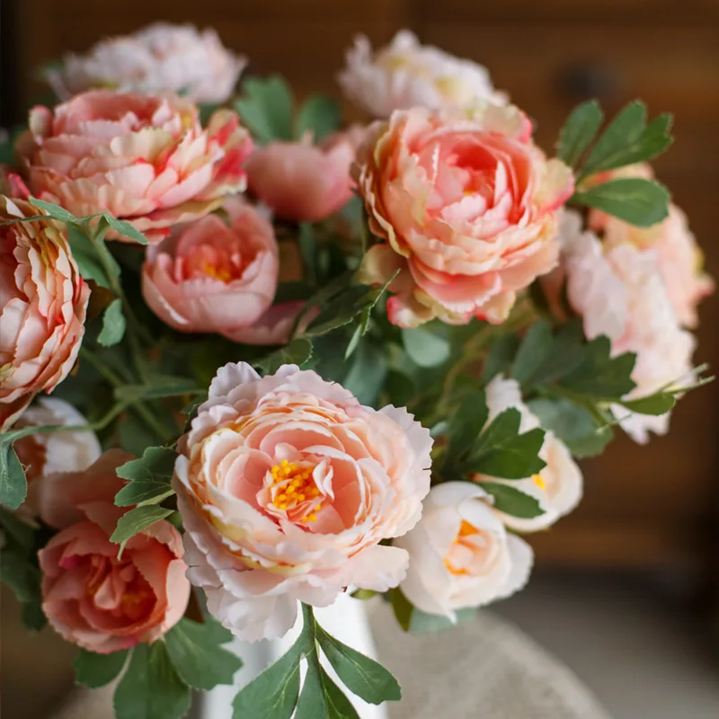 59cm Rose Pink Silk Bijūnas Dirbtinių Gėlių Puokštė Pigūs Netikrą Gėlės Namuose Vestuvių patalpų Apdaila 0