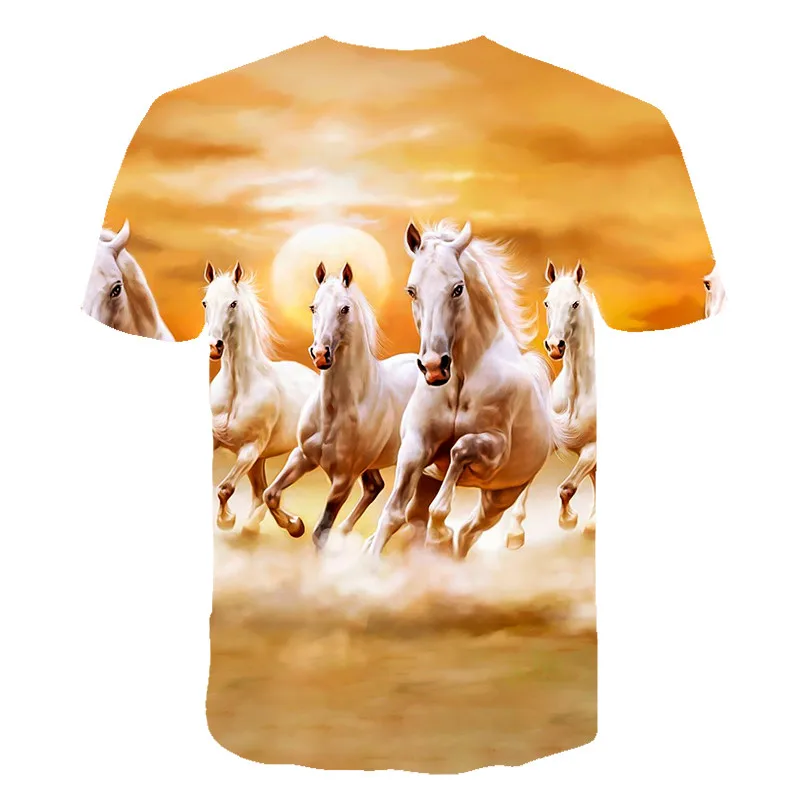 Gyvūnų Arklių Atspausdintas T-Shirt Vyrai Moterys Harajuku Mados Atsitiktinis Trumpas Rankovės Tees Viršūnes Streetwear Hip-Hop T Marškinėliai Drabužių 0