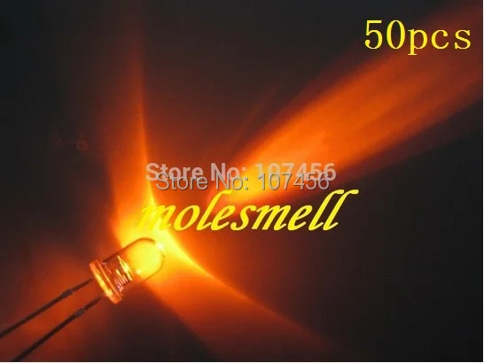 50pcs/daug 5mm Ultra Ryškus LED Oranžinės spalvos led šviesos apvalios oranžinės spalvos led vanduo skaidrus led lempos 0
