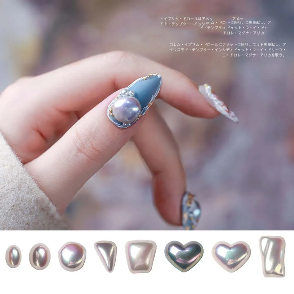 1pcs 3D Nereguliarus Gamtos Perlai Nagų Dailės Apdailos Japonų Stiliaus Perlų Papuošalai Ornamentu Perlamutras, Klasikinio Manikiūro Reikmenys 1