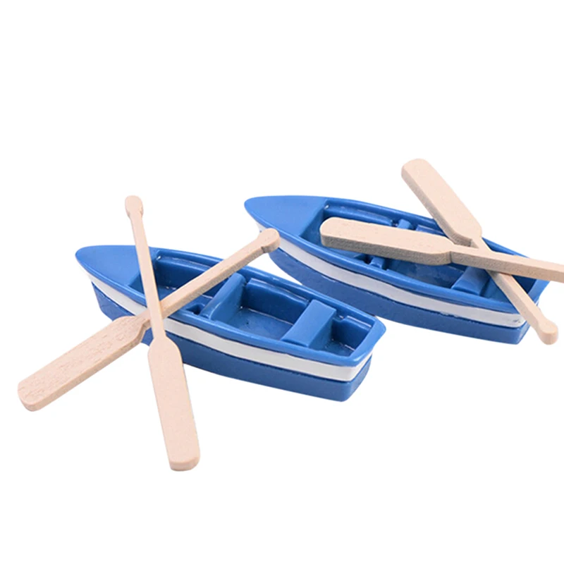 Mielas Mini Valtis Modelis Žaislai Vaikams, Mėlyna Laivo Irklas Pavyzdį, Mediniai Vaikų Švietimo Žaislai, 1, Nustatyti(1Pcs Valtis Ir 2vnt Oar)/1pc 1