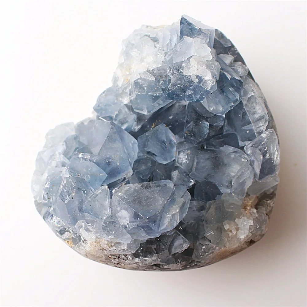 100g-400g Natūralaus Dangus Mėlynas Celestite Kristalų Širdies Formos Kvarco Geode Grupių Gydymo Akmens Dekoras 1