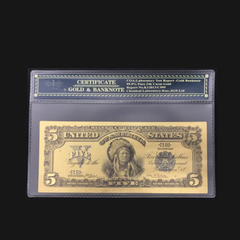 KARŠTO 1899 M. JAV $1, $2, $5 Vyriausiasis Aukso Banknotų Spalvos Aukso Pinigų Sąskaitą Amatų Chē bǎijiàn 3/5000 Automobilių apdailos Dovanų Kolekcija 1