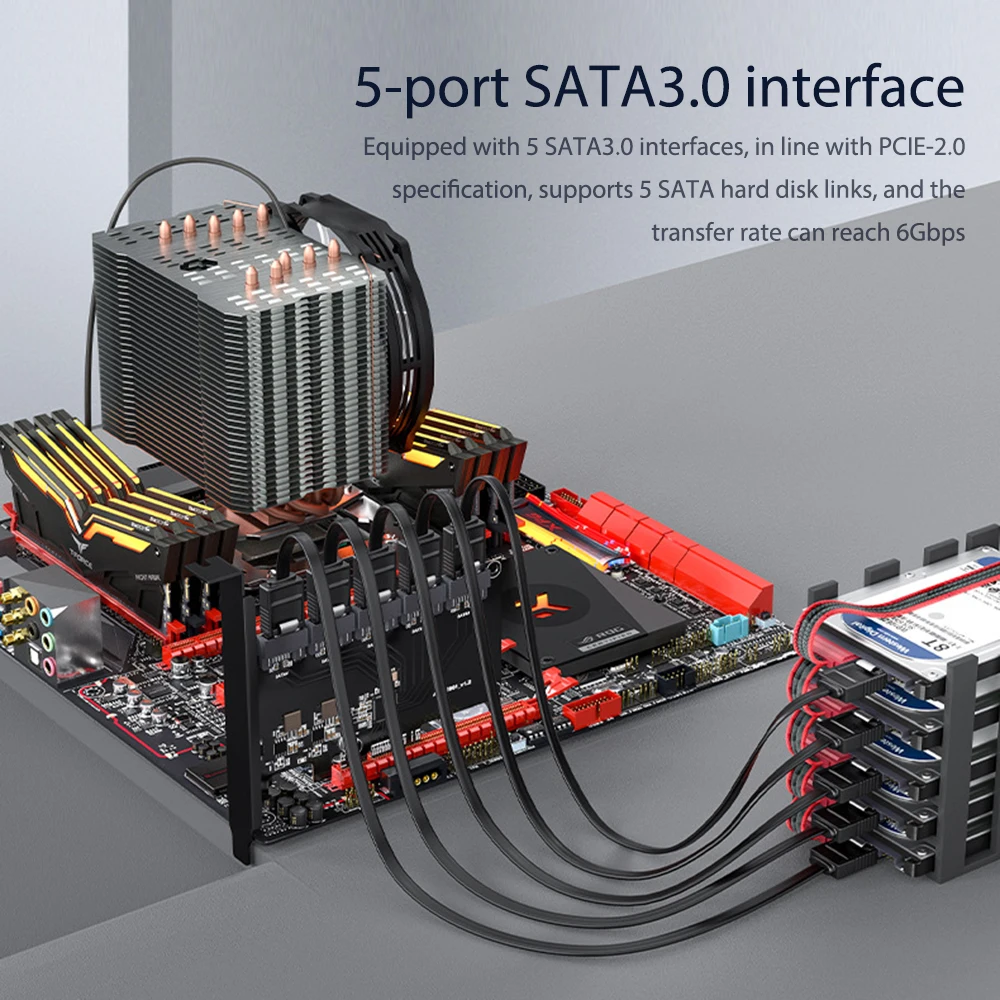 5/8/10 Port PCI-E, SATA 3.0 Išplėtimo Plokštę 6Gbps PCI-E X4 Adapterio plokštę Už Desktop PC JMB585 Lustas Palaiko RAID Dropshipping 1