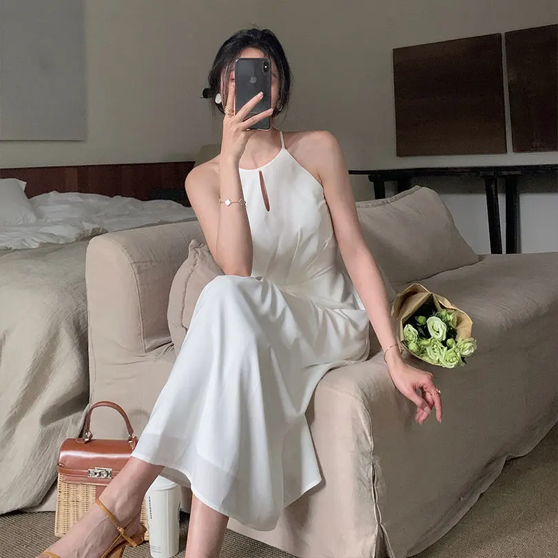 Vasaros Elegantiška Balta Prancūzų Stiliaus Rankovių Apynasrio Šalies Dirželis Suknelė Seksualus 2021 Metų Moteris Vestidos 1