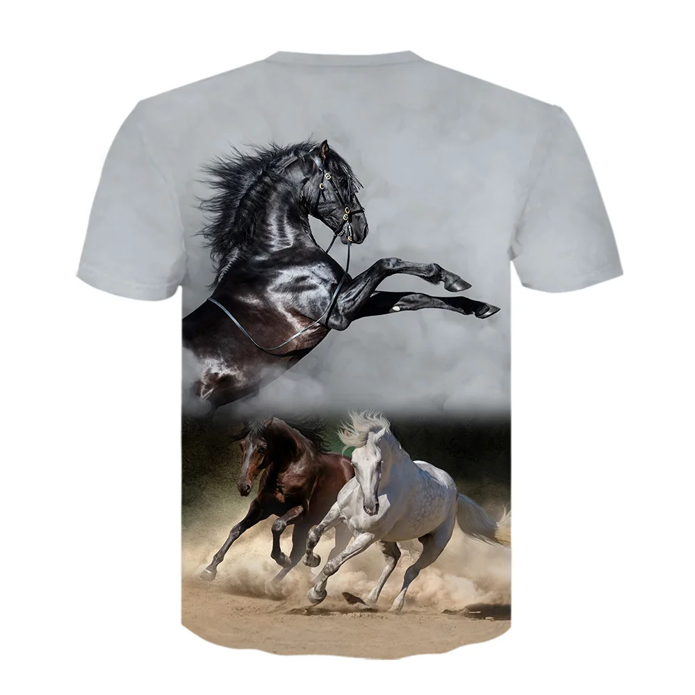 2021 Naujų Gyvūnų Arklių 3D Spausdinimo Harajuku T-Shirt Mados Atsitiktinis trumpomis Rankovėmis Berniukams, Trišakiai Viršūnes Streetwear Vaiko marškinėliai Drabužių 1