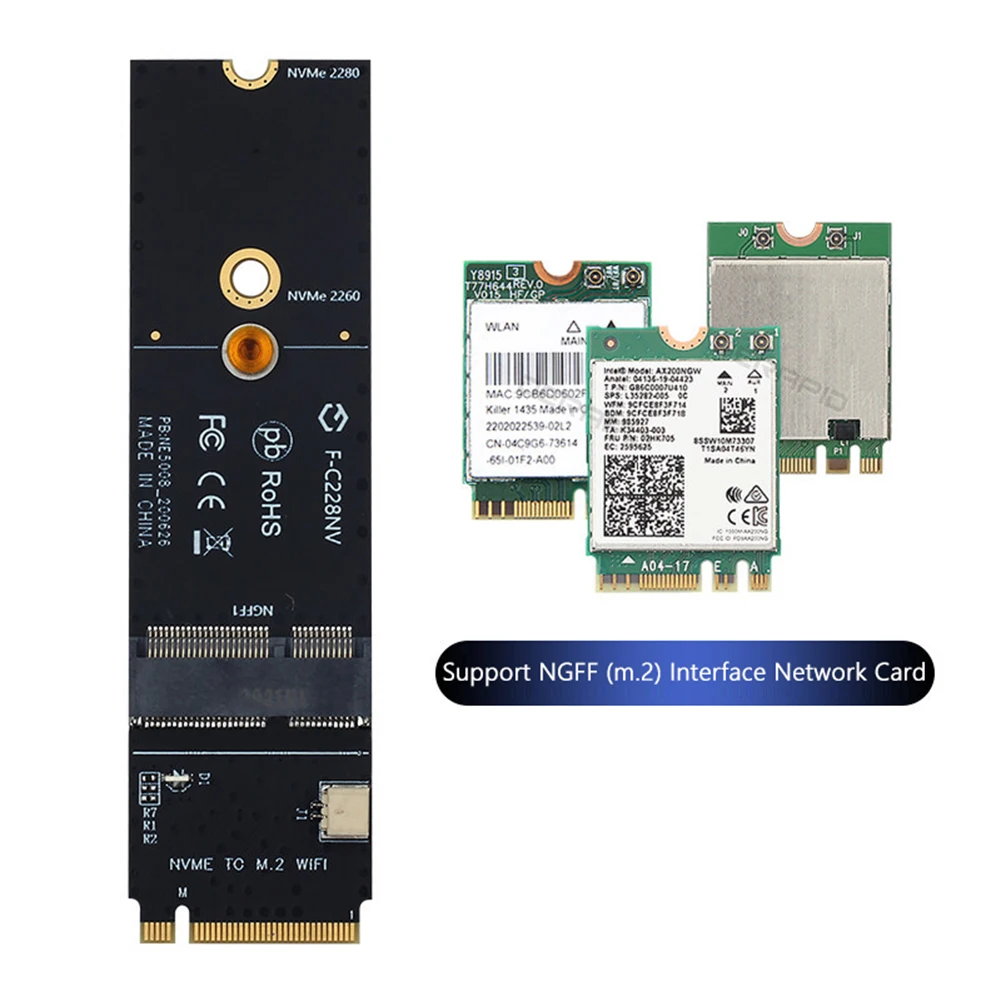 NGFF M. 2 A/A+E Klavišą Lizdas M. 2M Klavišą PCIe PCI Express WiFi Kortelės Adapterį NVMe Belaidžio LAN tinklo Kortelės Adapteris, skirtas AX200 9260AC 1