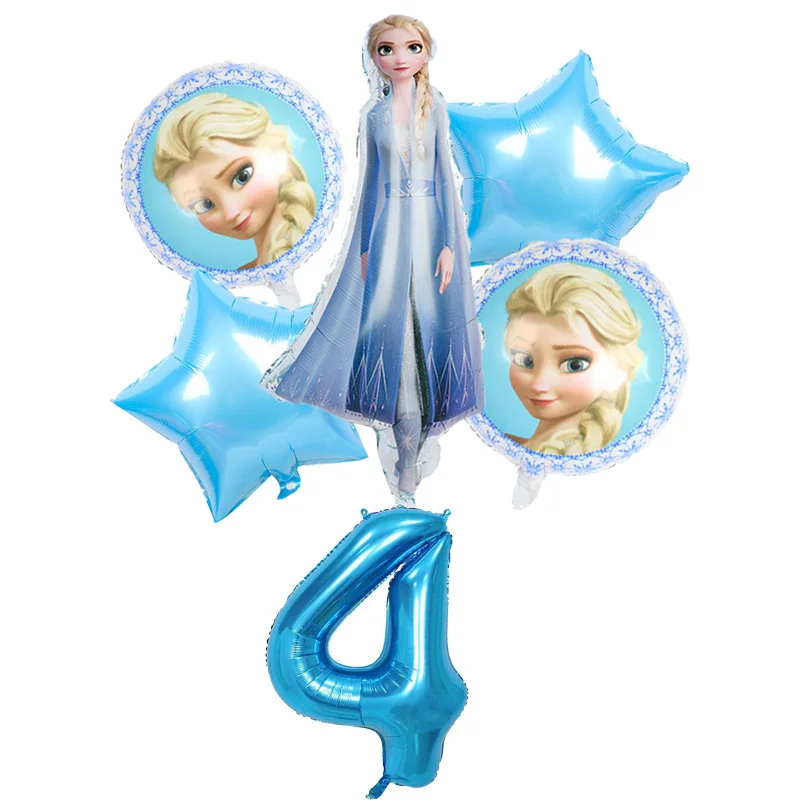 6Pcs Disney Užšaldyti Princesė Elsa Folija Balionai Numeris 1 2 3 5 6 Gimtadienio Apdailos Mergina Foavr Vaikams Dovanų Šalies Prekių 1