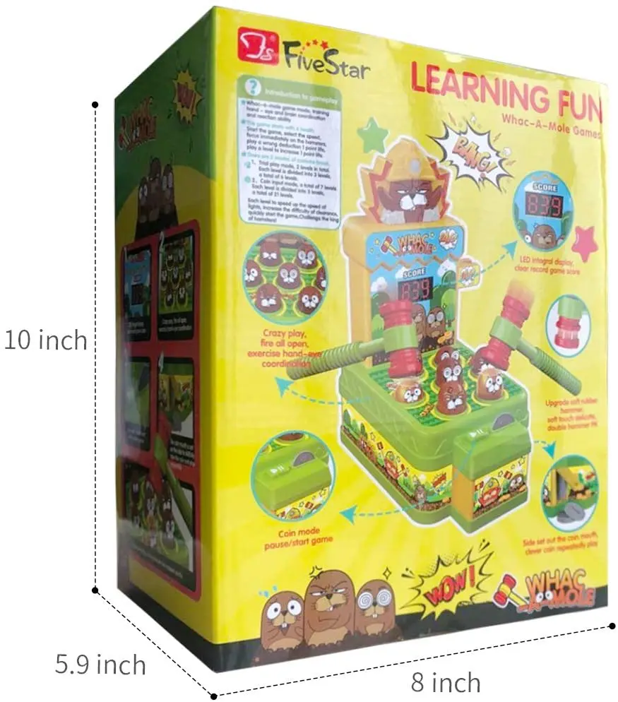 Whac-A-Molinių Žaislų Vaikams Mokytis Mašina Gyvūnų Mušamieji Žaislas Tigras Žaislų 2 3 4 5 6 Metų Amžiaus Berniukų, Mergaičių Žaislai Su 2 Plaktukai 1