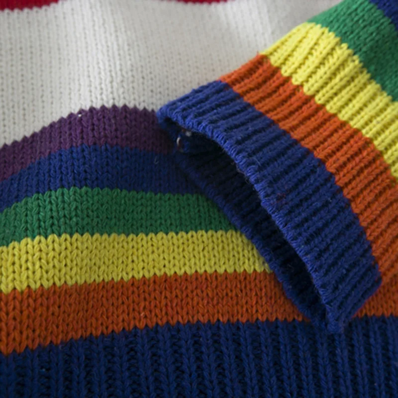 Megztinis Džemperis Vyrams Žiemos Dryžuotas Porų Vaivorykštė korėjiečių Drabužius, O-kaklo Atsitiktinis Mens Megztiniai Puloveriai Karšto Pardavimo Harajuku Jaukus 1