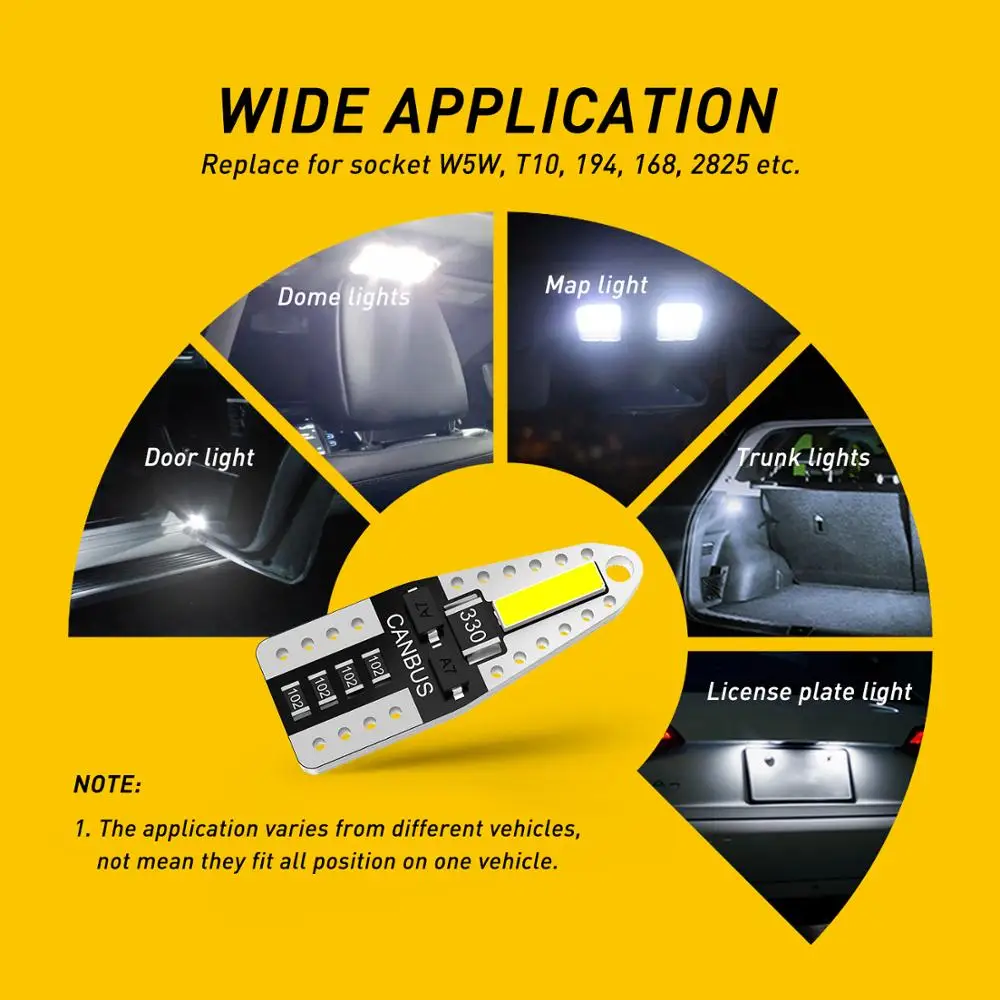 10x T10 W5W Automobilio Salono Skaitymo šviesos diodų (LED) Canbus Jokios Klaidos Ford Focus 2 3 Fiesta, Fusion Ranger 