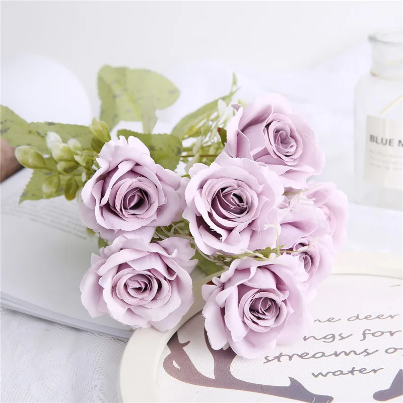 7 Rožės Krūva Modeliavimas Dirbtinių Gėlių Vaza Vestuvių Dekoravimas Puokštė 