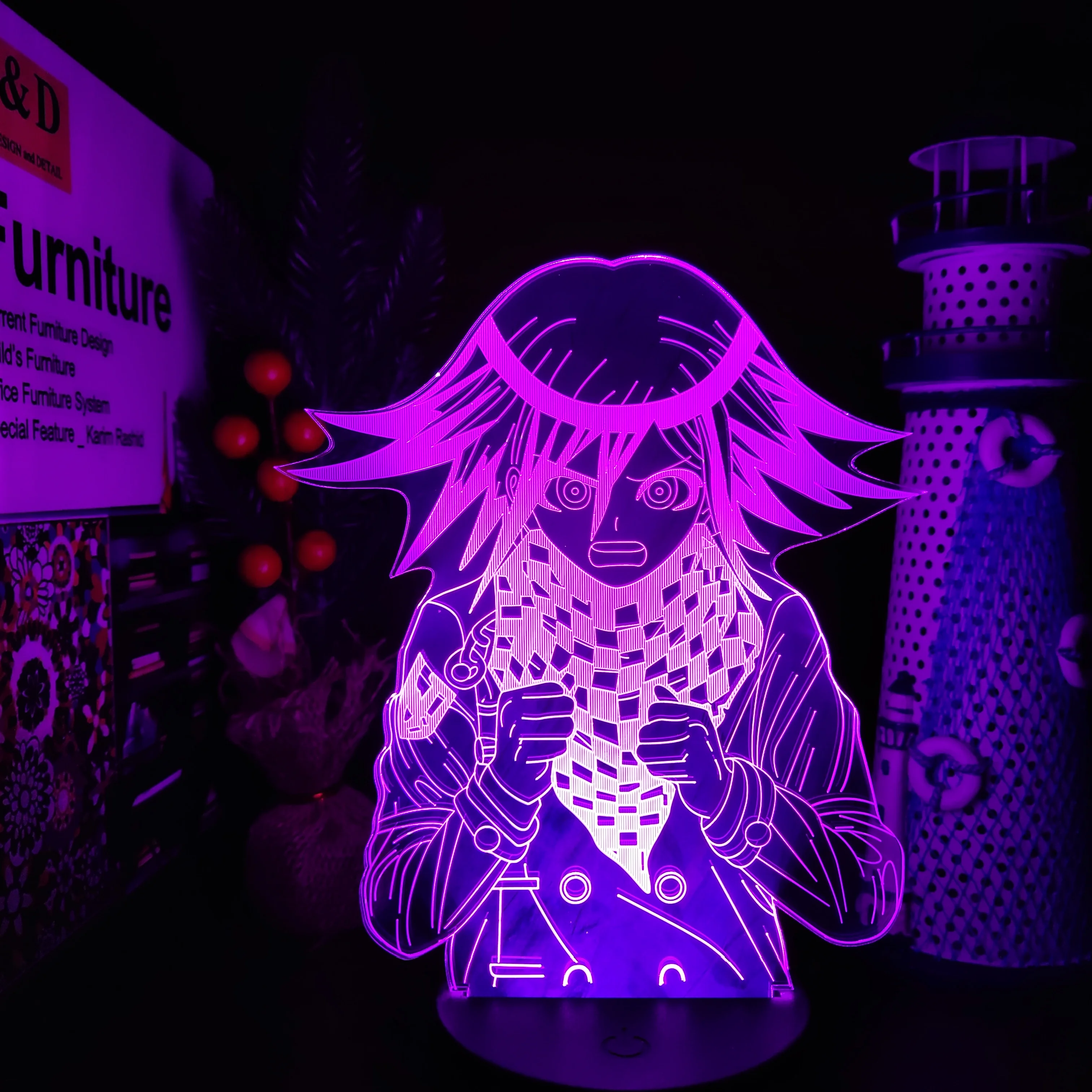 Danganronpa KOKICHI OMA 3D Iliuzija Led Anime Šviesos Lempos Spalva Keičiasi pagrindiniai kištukiniai naktinių lempų lizdai Lampara Kalėdų Dovana 1