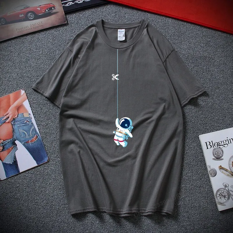 Naujas Streetwear Camiseta Masculina Naujovė Dizaino Astronautas Virvę Juokinga Viršuje T Shirts Juokinga Medvilnės Camisas Hombre T-Marškinėliai, Topai 1