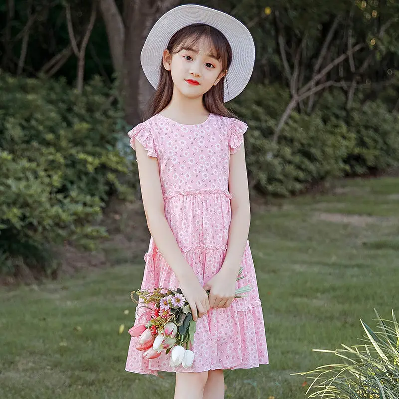 Mergaičių vasaros suknelė 2021 naujų vaikų princesė merginos vakarų gėlių šalies gimtadienio P4738 1