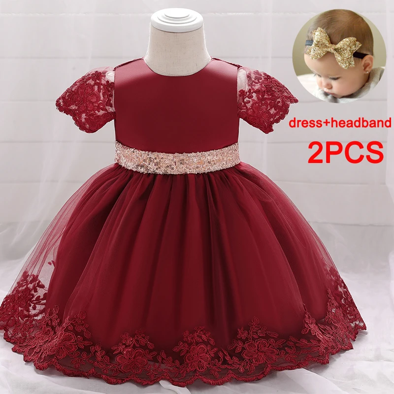 2021 Kalėdų Bamblys Pirmuosius Gimtadienius Suknelė Baby Girl Drabužiai Bowknot Krikšto Princesė Dress Nėrinių Šalis Suknelės Gėlių Mergaitė 1