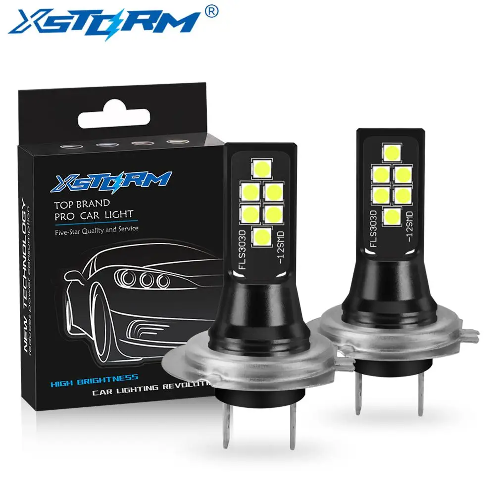 2Pcs H7 LED Lamp Super Bright 12 3030SMD Car Fog Lights 12V 24V 6000K White Driving Running Led H7 Bulbs for Auto Automotive 1