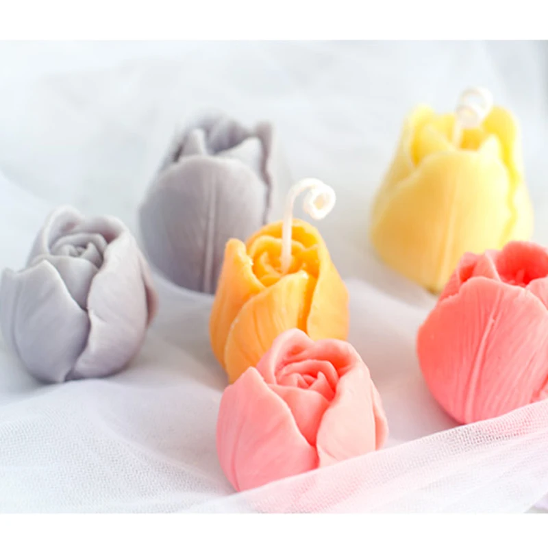 Tulpių Žvakių Liejimo formos Gėlių Pelėsių Virtuvė-Kepimo Dervos, Silikono Formas Namų Puošybai 3D 