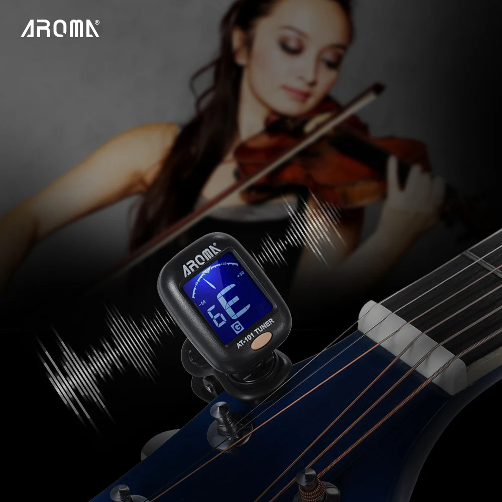 AROMA AT-101 Gitaros Derintuvas Pasukti Clip-on Imtuvas LCD Ekranas Chromatines Akustinė Gitara, Bosinė Havajų Gitara Priedai 1