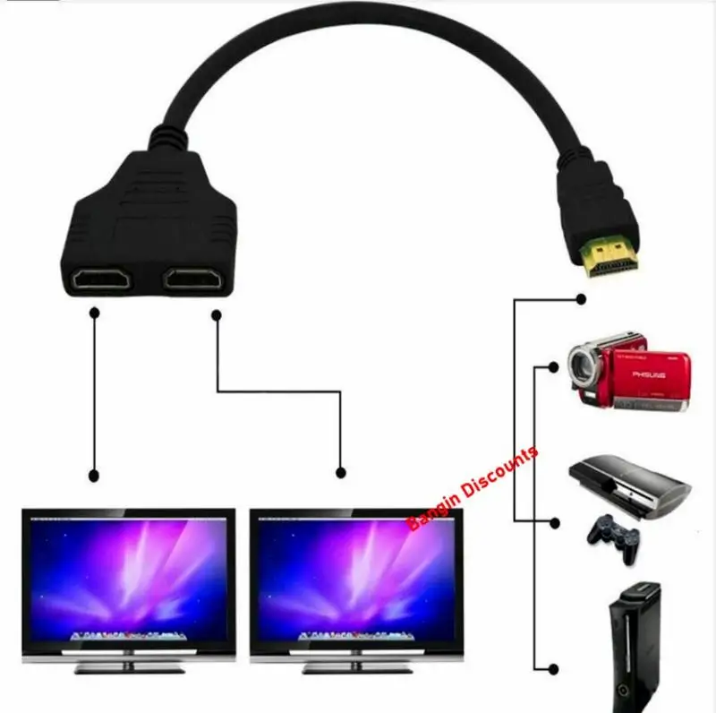 3D 2 Port HDMI suderinamus Jungiklis Switcher Splitter 1080P 2 In 1 Out Uosto Centru, DVD HDTV Xbox PS3, PS4 Blue-ray Grotuvai Kabelis 1