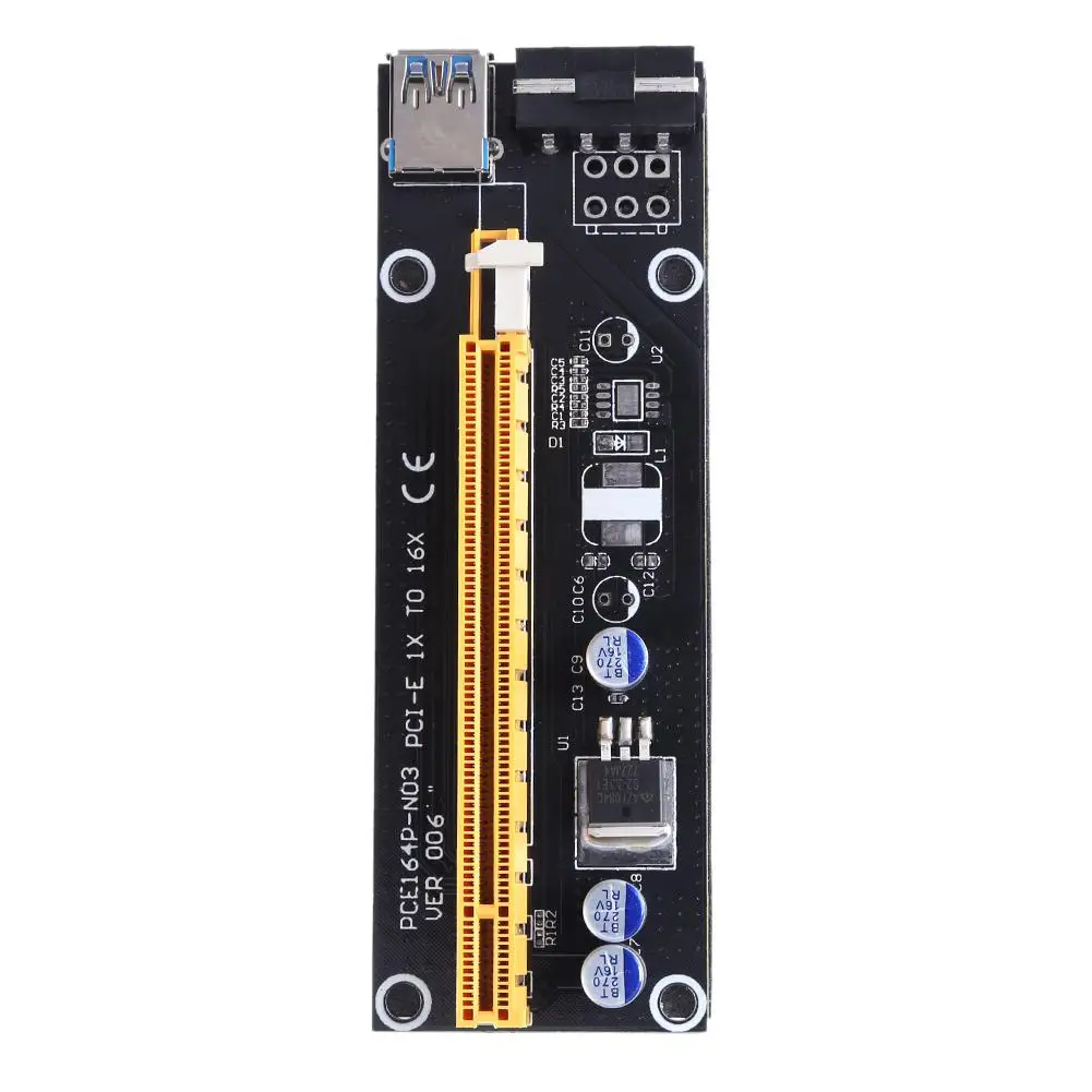 PCI-E 1x iki 16x Kasybos Mašinos Miner Patobulintas Extender Riser Card Adapteris su 60cm(2 metrų) USB 3.0 & SATA Maitinimo Kabelis Naujas 1