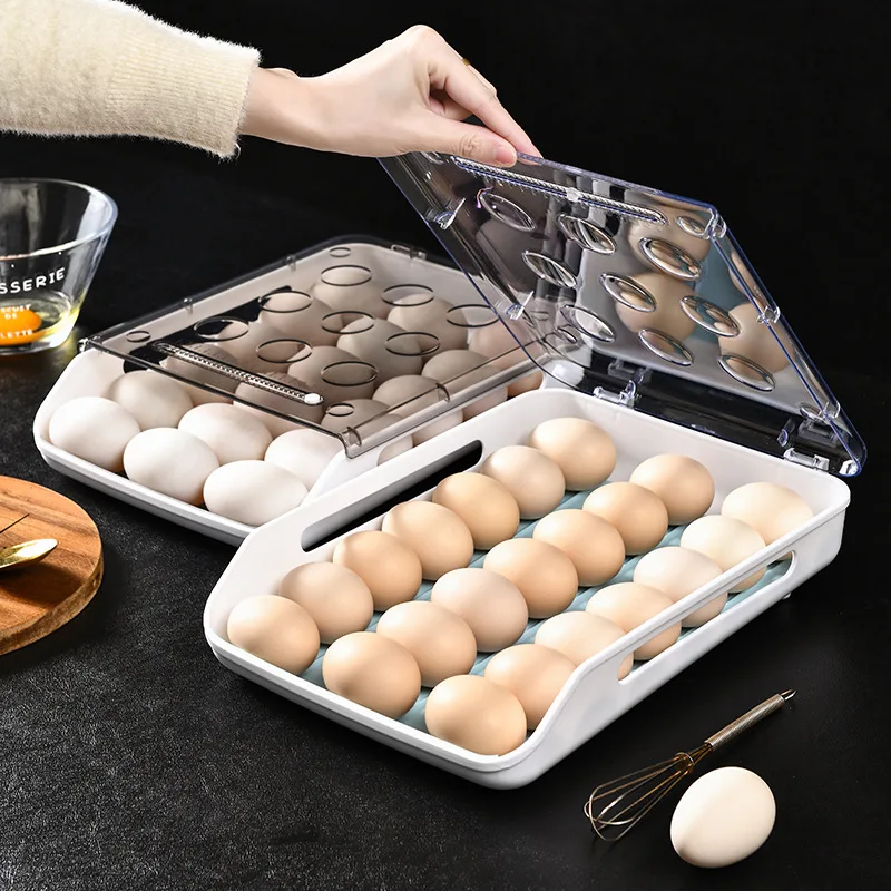 Naujas Automatinis Pasipriešinimo Kiaušinių Dėžutės Virtuvės Elementų Šaldytuvo Laikymas Organizatorius Namų Skaidrus Stalčius Atlenkiamas Erdvė Užsklandos 1