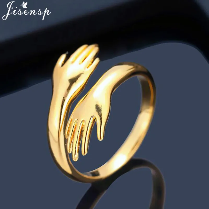 Unikalus Dizainas Patinka Apkabinti, Išraižytas Rankų Žiedai Moterims, Vyrams Suteikti Jums Apkabinti Kūrybos Meilė Amžinai Atidaryti Piršto Žiedą BFF Papuošalai Dovana 1